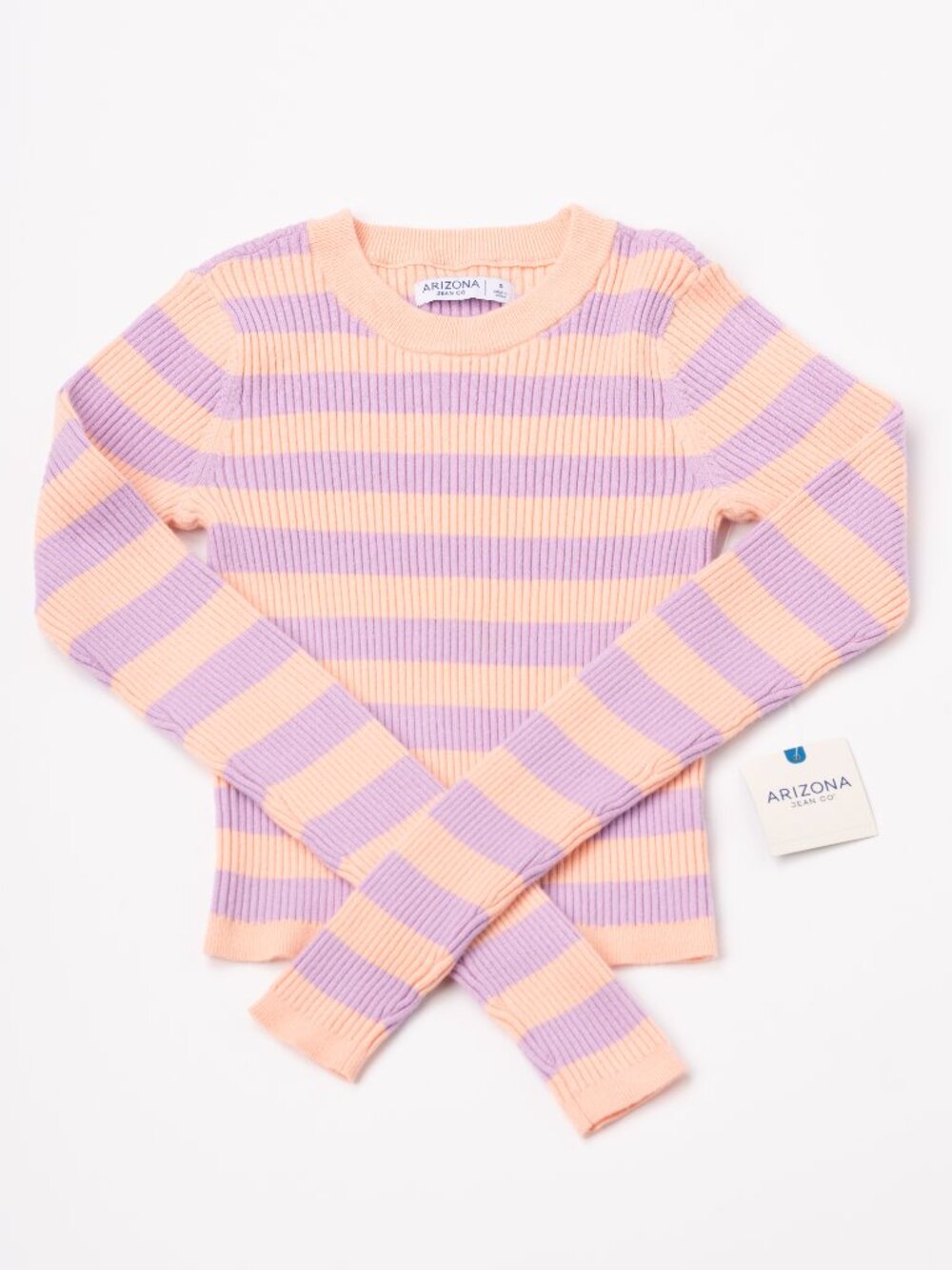 NWT Arizona Jean Co Pastel Striped Ribbed Sweater XS Soft Girl Y2K Kawaii